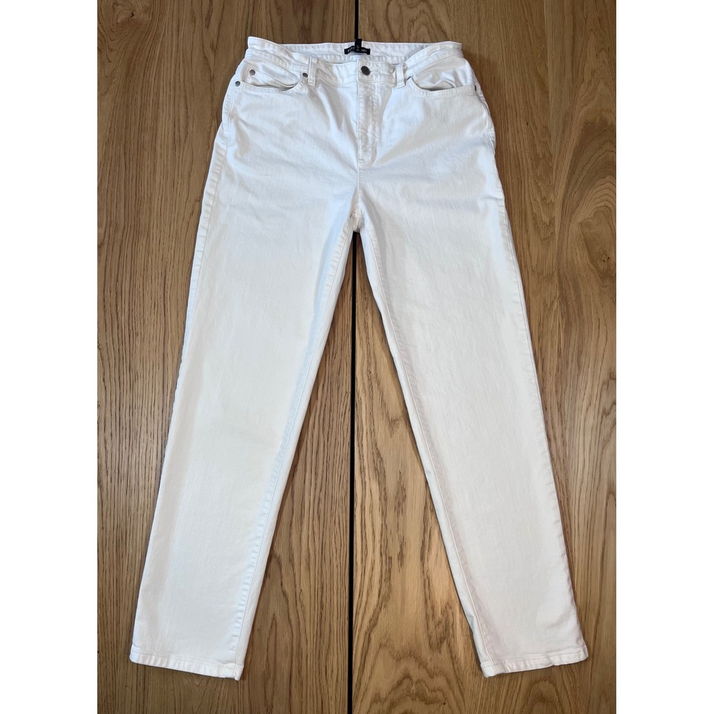 Eileen Fisher Straight Leg Jeans Womens Size 10 White Organic Cotton Minimalist
